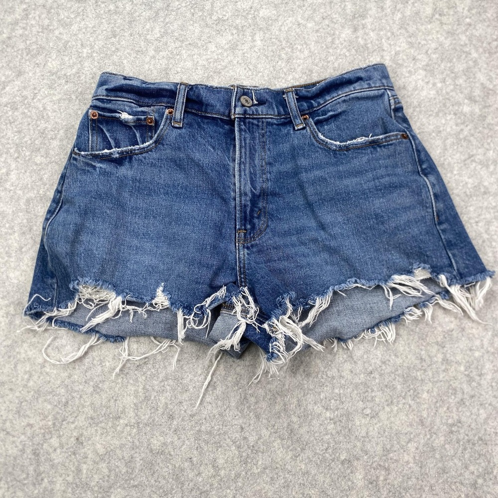 Abercrombie & Fitch Mom Shorts Womens 4 (29x2) Denim Distressed Cutoff Frayed